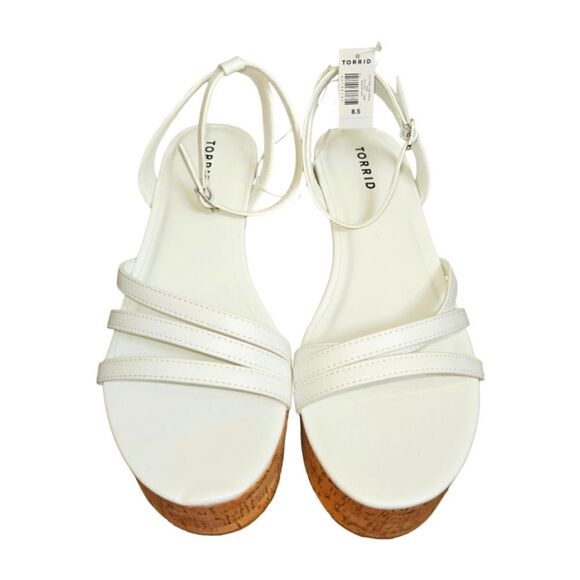 NEW TORRID Wide Width Platform Cork White Strappy Summer Sandals. - Picture 1 of 13